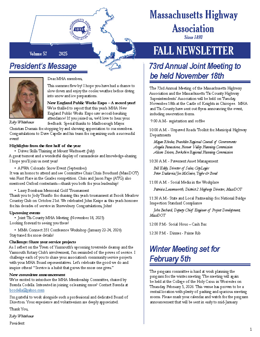 MHA Fall 2025 Newsletter